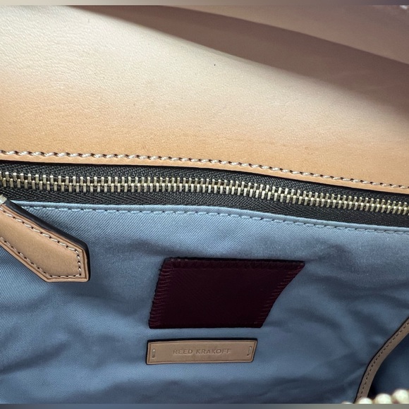 REED KRAKOFF Mini Atlantique Burgundy Red Orange Colorblock Leather Satchel Tote - Picture 17 of 17